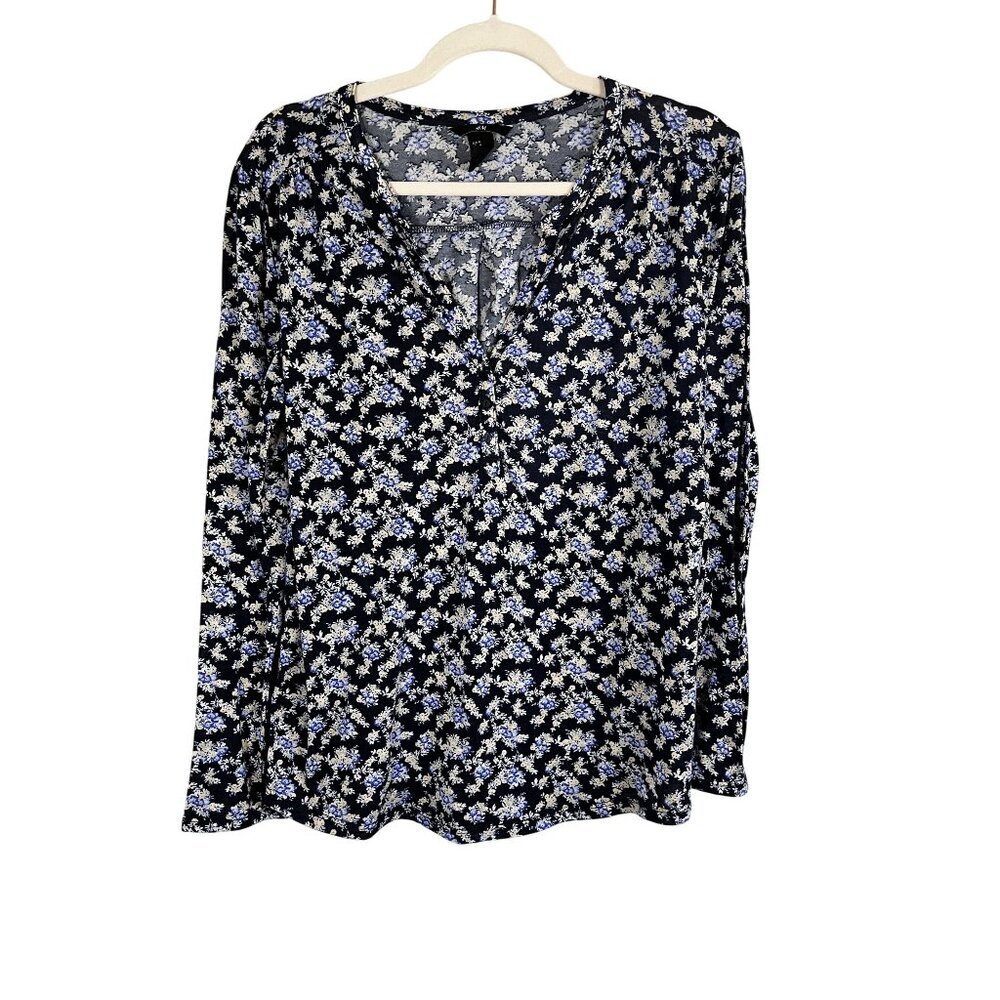 Colorful Floral Top Blue M Cottage Feminine Chic Preppy Resort Boho indie Dainty